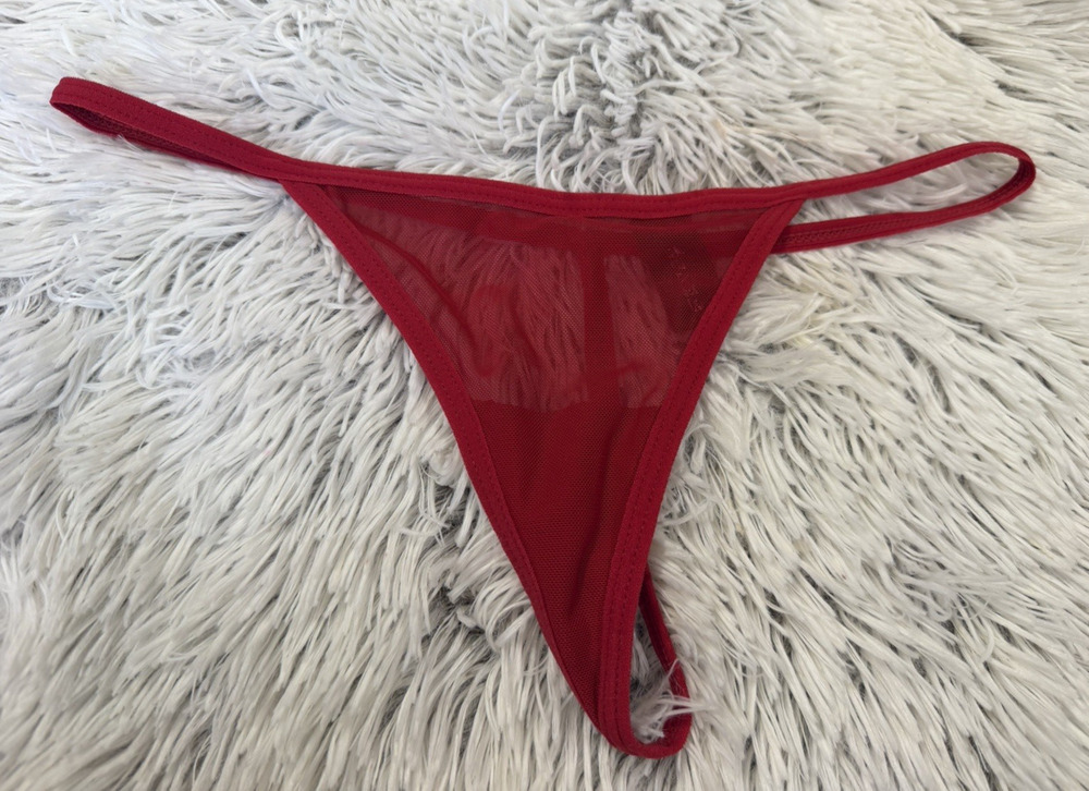 Women's Mesh Sz Sm Sexy Red Thong V-String Panties Underwear Strappy